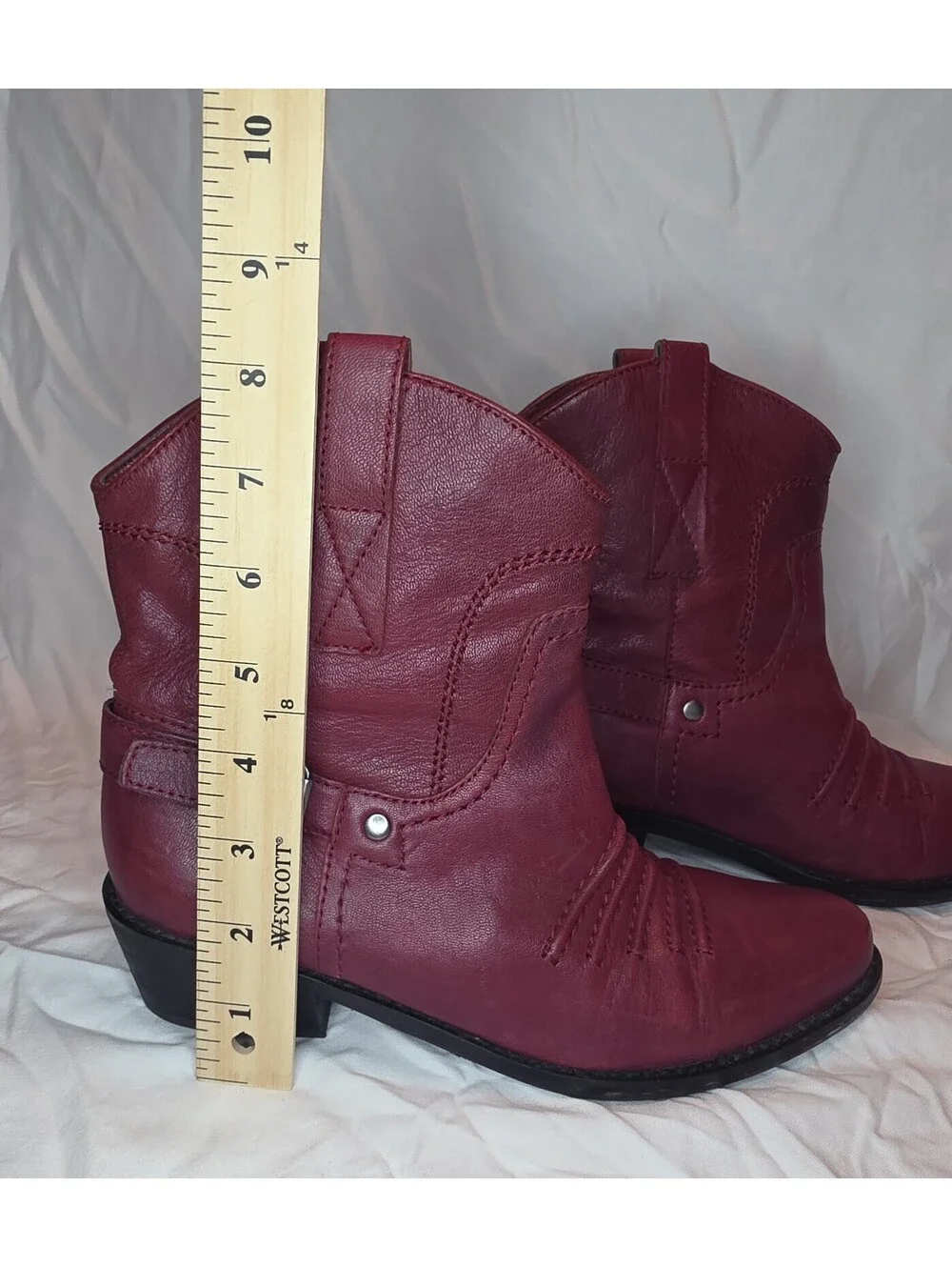 Franco Sarto Waco Red Leather Western Cowboy Ankle Boots Women’s Size 6M